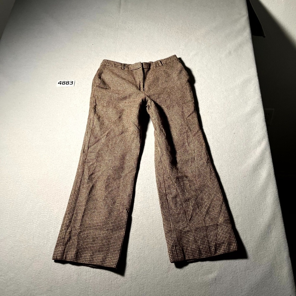 Talbots Dress Pants Womens 6 Brown Houndstooth Wide Leg Career Formal Business